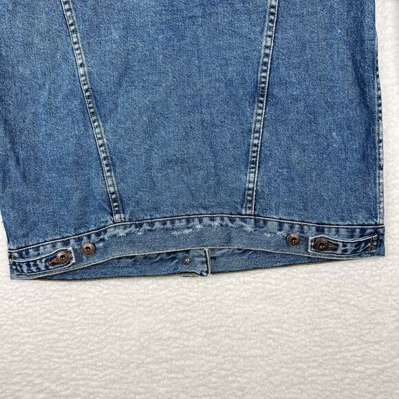 Free‎ People Jacket Womens XS Blue Wash Denim Trucker Button Up Distressed - Picture 9 of 14